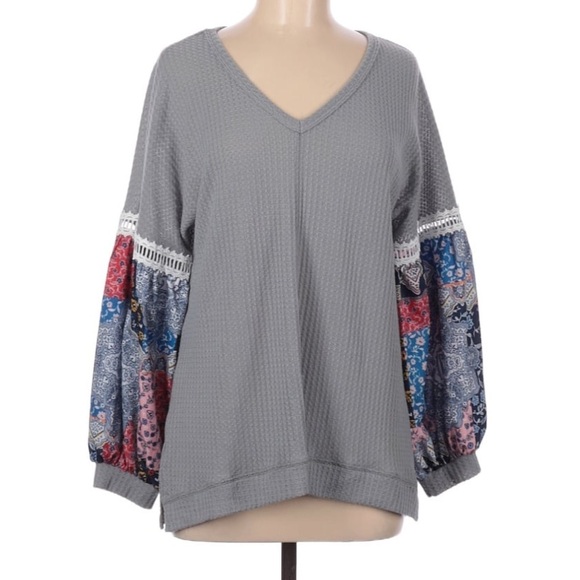 MIHOLL waffle knit grey long sleeve | Size Medium - Picture 1 of 8